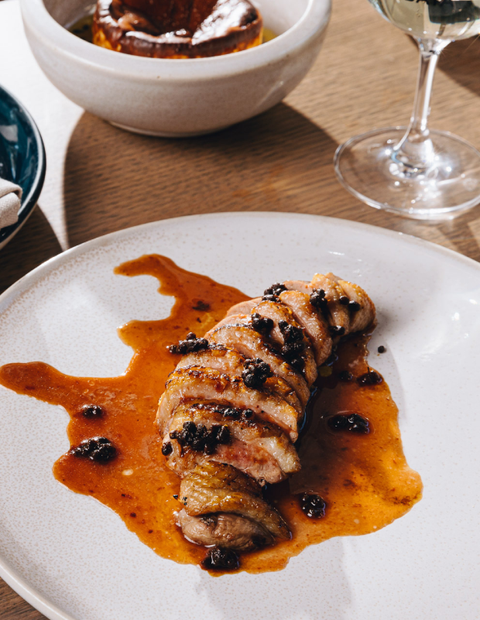 Robata’s char grilled duck breast with plum sauce and pickled sansho pepper