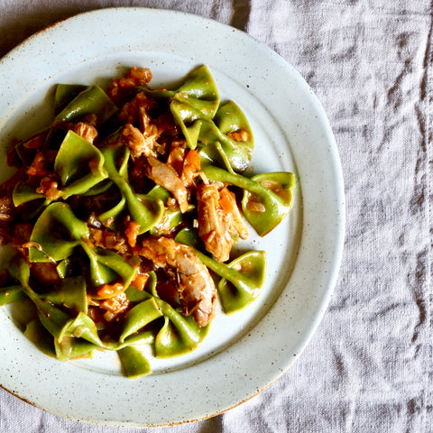 Chef Dave's farfalle with duck ragu